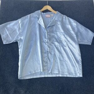 Sweet Notions Shirt Mens 2XL Satin Button Up Short Sleeve Camp Collar Pocket